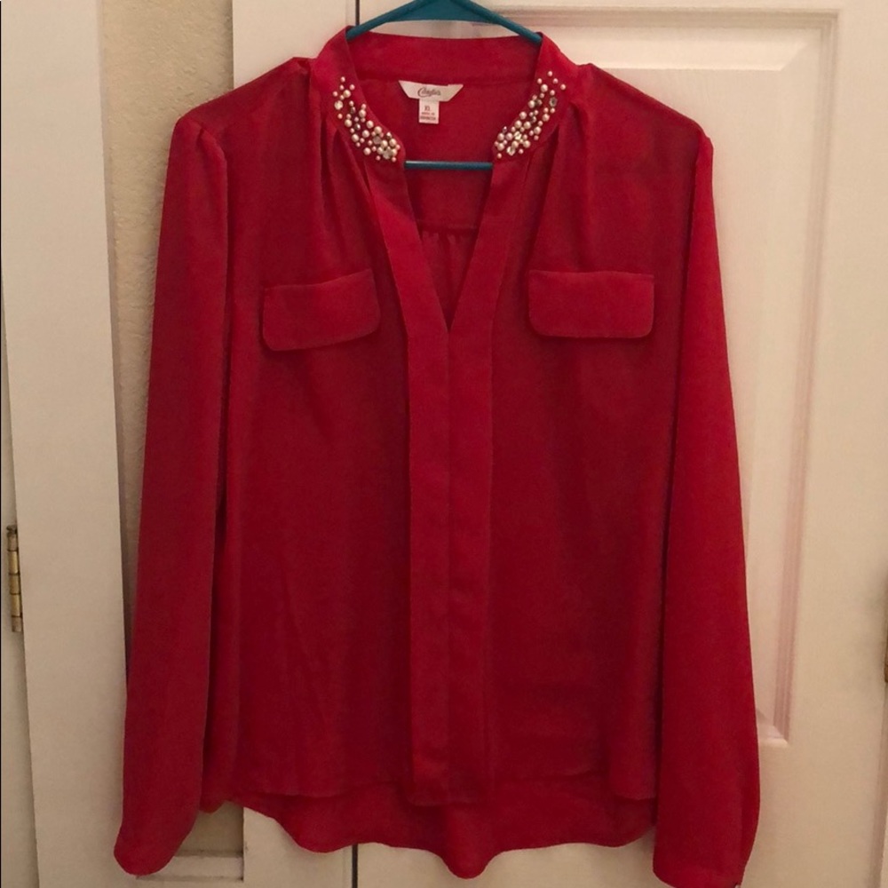 Candie’s magenta blouse